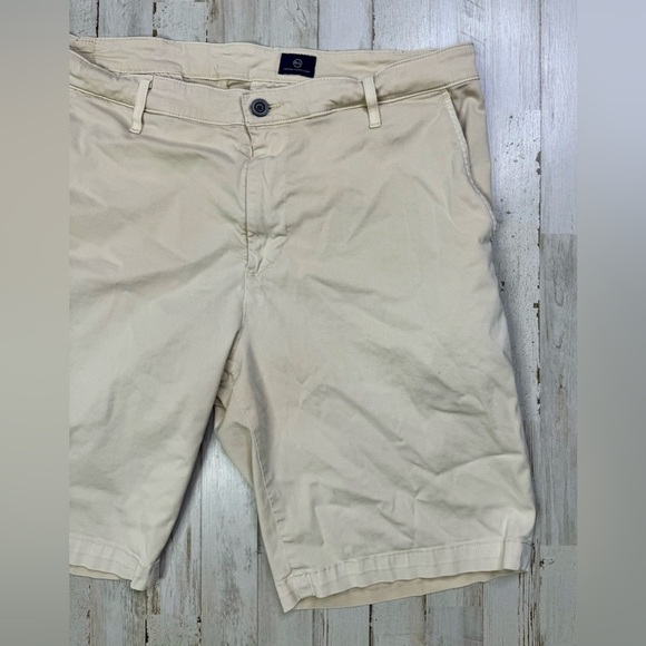 AG Adriano Goldschmied Men's Size 38R Trouser Shorts Cotton Cream - Picture 2 of 10